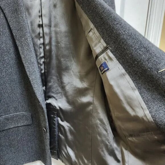 Brooks Brothers 346 Blazer Men 46R 48R Gray Wool 2 Button Vent Lined Dry Cleaned - Picture 7 of 10